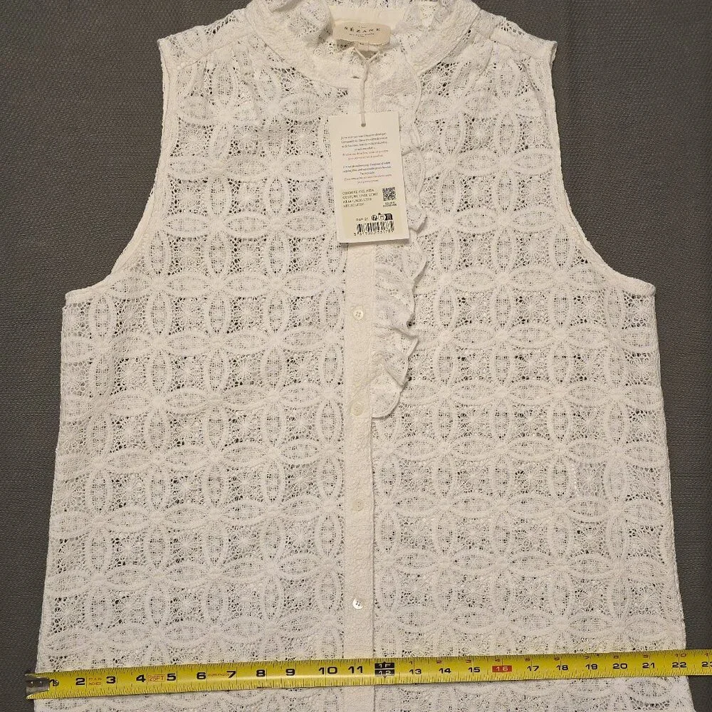 Sezane Celinda Shirt Plain Ecru Guipure - Picture 8 of 11